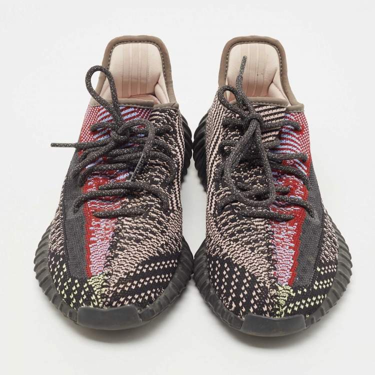 Pre Owned Yeezy x Adidas Black Knit Fabric Boost 350 V2 Yecheil Sneakers Size 42 
