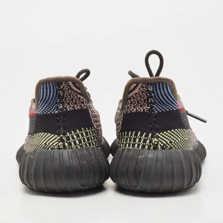 Pre Owned Yeezy x Adidas Black Knit Fabric Boost 350 V2 Yecheil Sneakers Size 42 