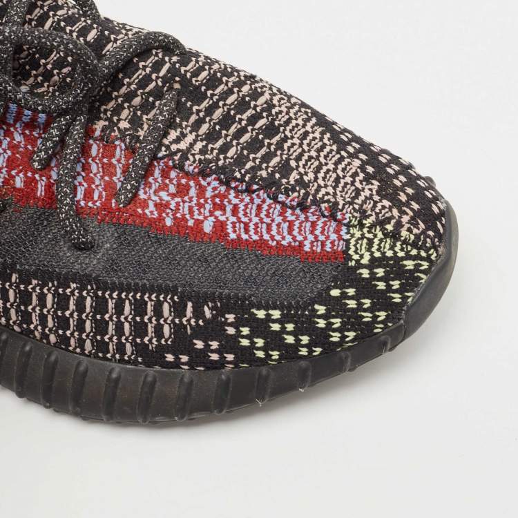 Pre Owned Yeezy x Adidas Black Knit Fabric Boost 350 V2 Yecheil Sneakers Size 42 