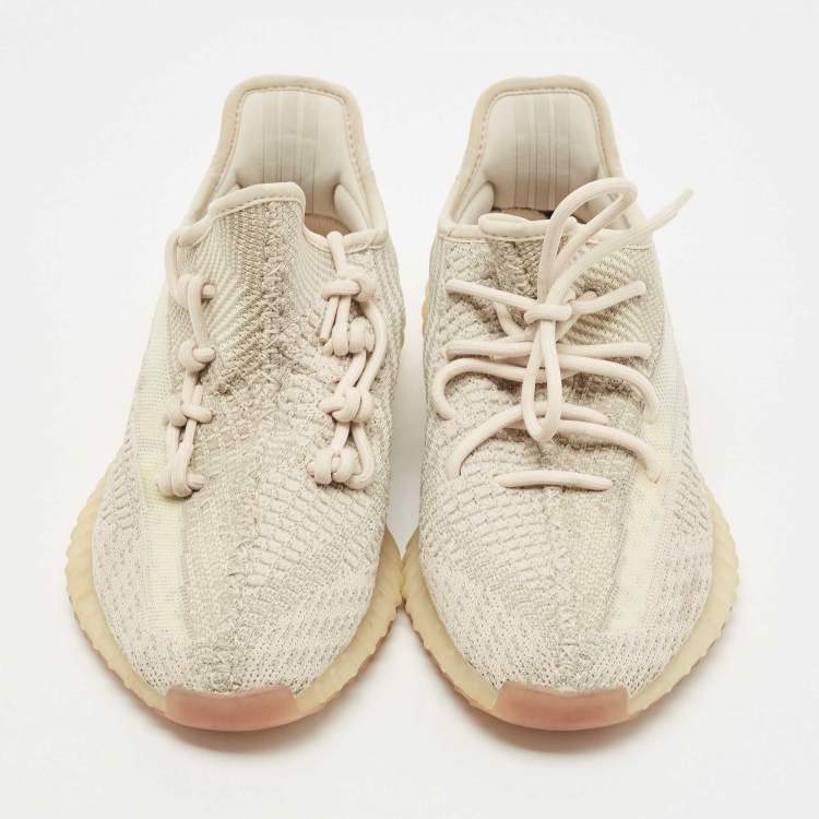 Pre Owned Yeezy x Adidas Two Tone Knit Fabric Boost 350 V2 Citrin Sneakers Size 41 1/3