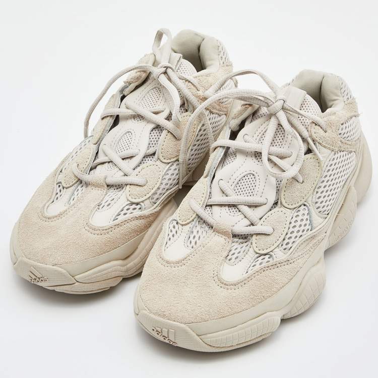Yeezy x Adidas Cream Mesh, Leather and Suede 500 Blush Sneakers