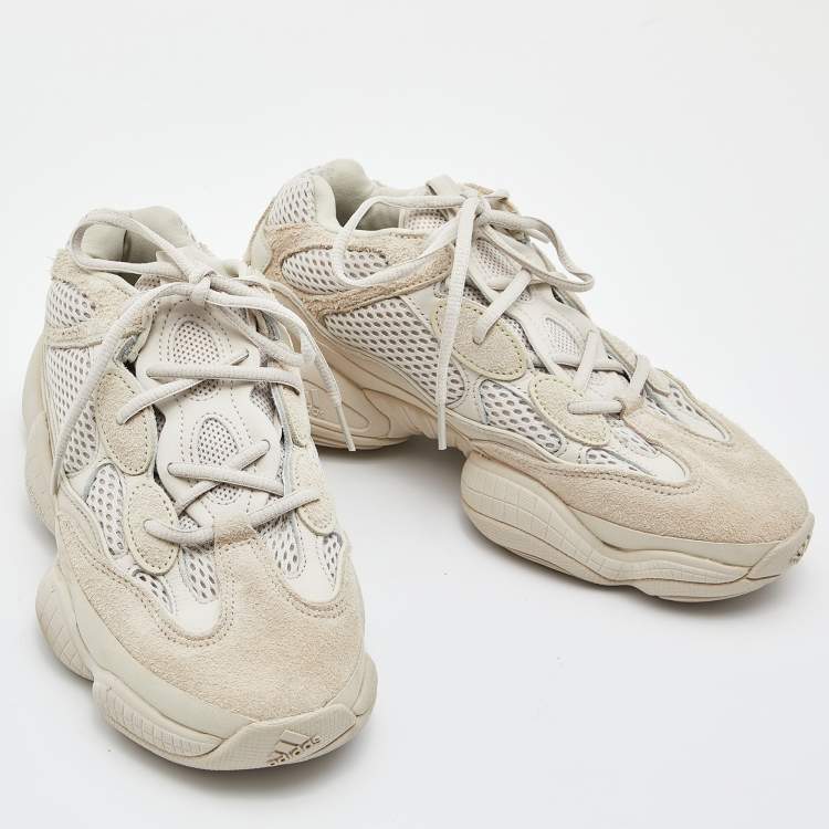 Pre Owned Yeezy x Adidas Cream Mesh, Leather and Suede 500 Blush Sneakers Size 40