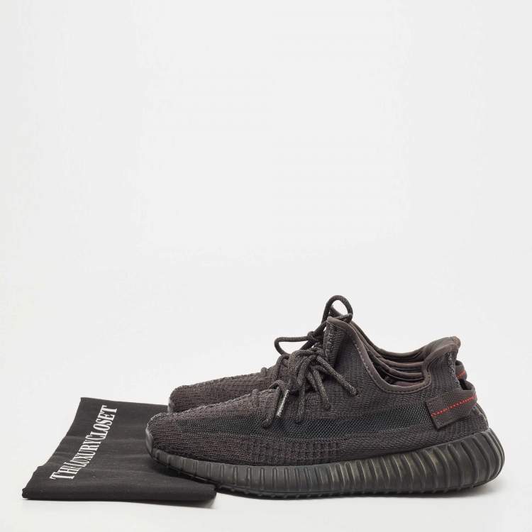 مملوكة مسبقًا Yeezy x Adidas Black Knit Fabric Boost-350-V2-onyx Sneakers Size 42 1/3