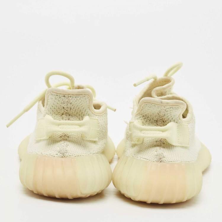 Pre Owned Yeezy x Adidas Green Knit Fabric Boost 350 V2 Butter Sneakers Size 37 1/3