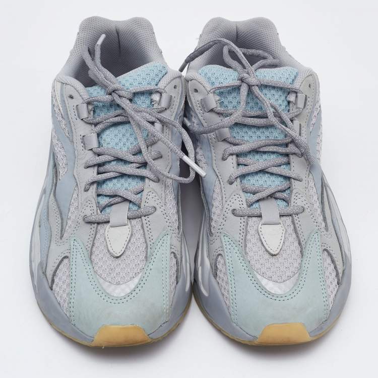 مملوكة مسبقًا Yeezy x adidas Grey/Blue Suede and Mesh Boost 700 V2 Inertia Sneakers Size 43 1/3