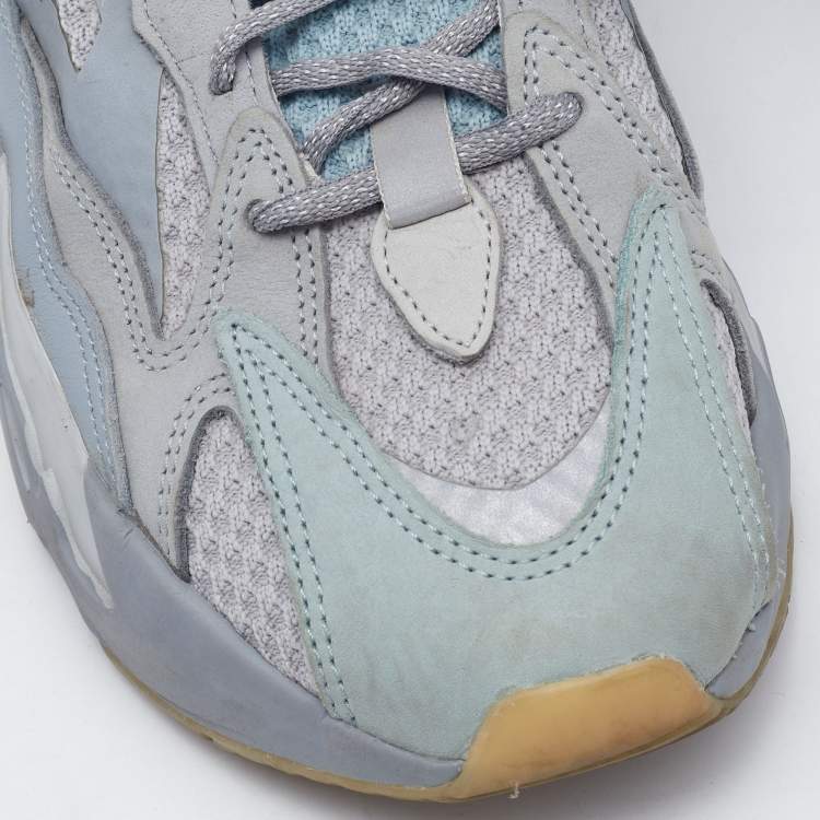 مملوكة مسبقًا Yeezy x adidas Grey/Blue Suede and Mesh Boost 700 V2 Inertia Sneakers Size 43 1/3