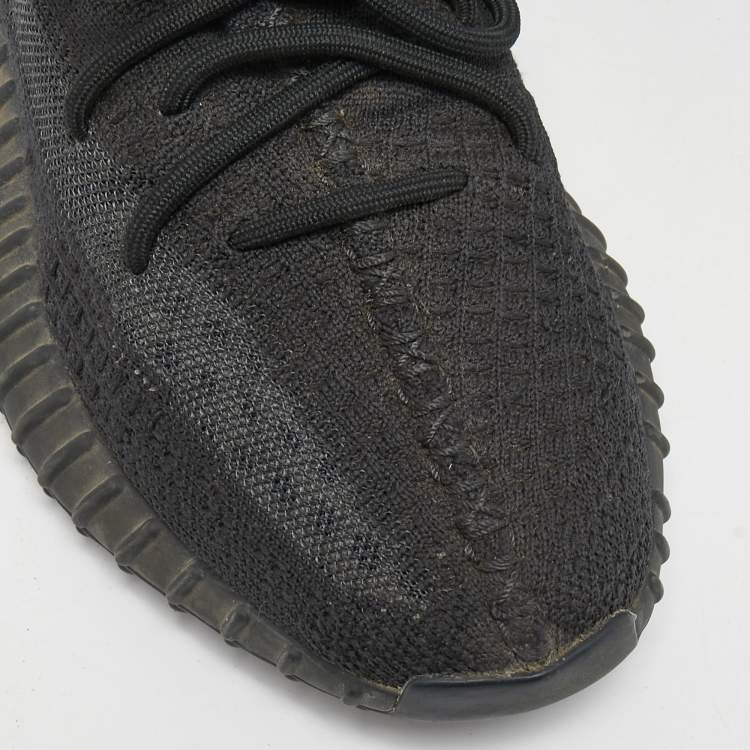 Pre Owned Yeezy X Adidas Black Knit Fabric Boost 350 V2 Static Black Sneakers Size 41 1/3