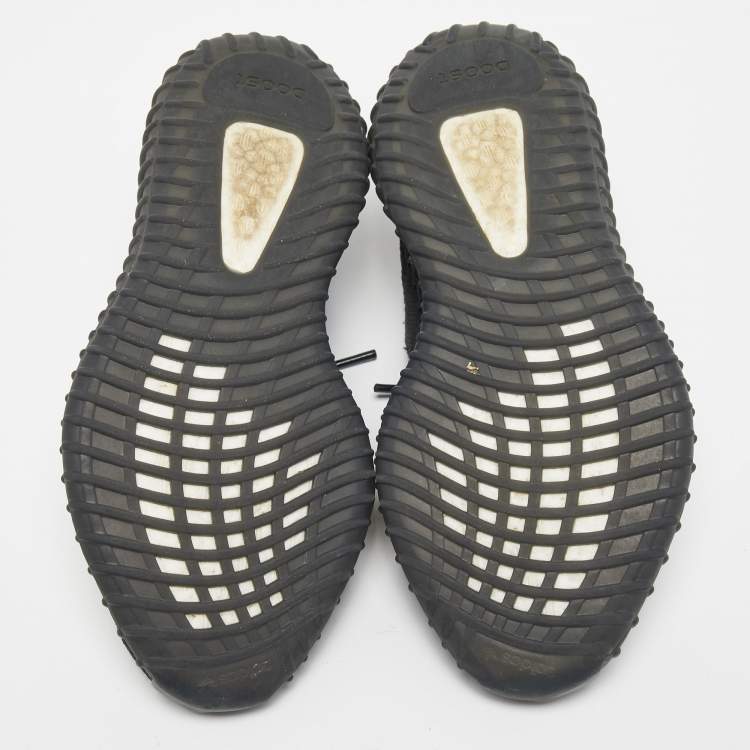 Pre Owned Yeezy X Adidas Black Knit Fabric Boost 350 V2 Static Black Sneakers Size 41 1/3