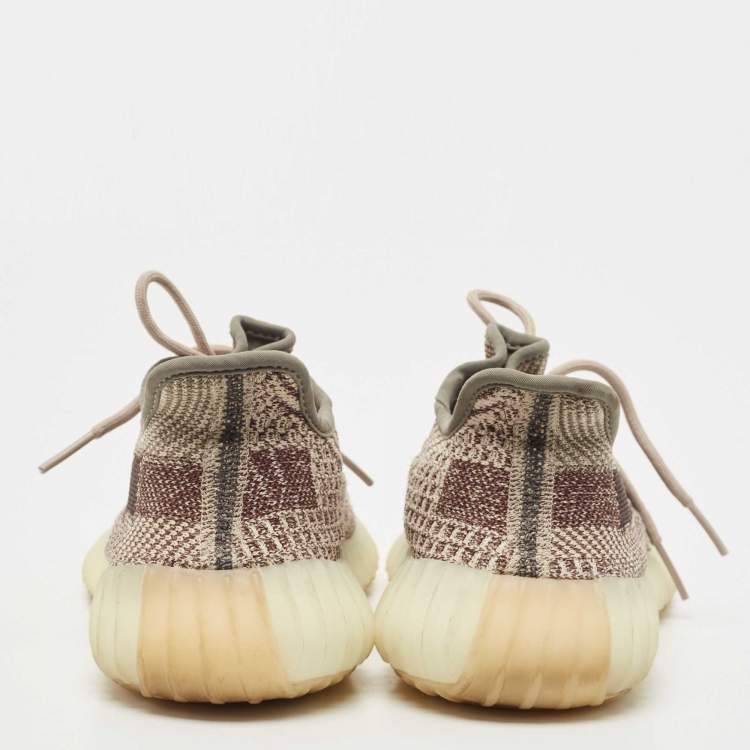 Pre Owned Yeezy  X Adidas Beige/Cream Knit Fabric Boost 350 V2 Zyon Sneakers Size 42