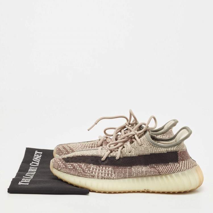 Pre Owned Yeezy  X Adidas Beige/Cream Knit Fabric Boost 350 V2 Zyon Sneakers Size 42
