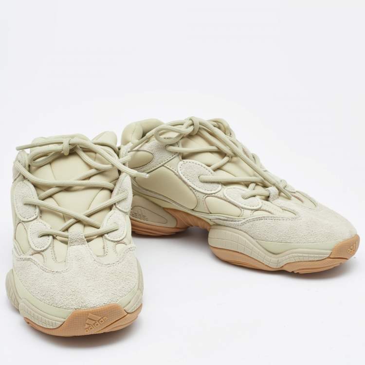 Pre Owned Yeezy x Adidas Green Neoprene and Suede Yeezy 500 Stone Sneakers Size 42
