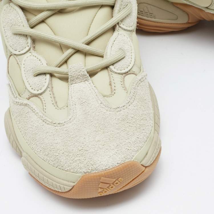 Pre Owned Yeezy x Adidas Green Neoprene and Suede Yeezy 500 Stone Sneakers Size 42