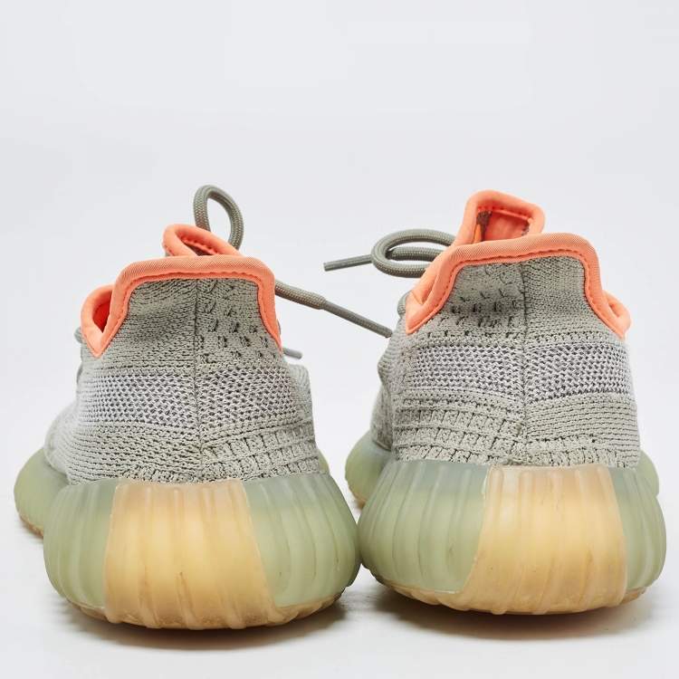 Pre Owned Yeezy x Adidas Green Knit Fabric Boost 350 V2 Desert Sage Sneakers Size 38 2/3