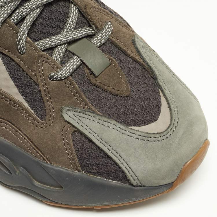 مملوكة مسبقًا Yeezy x Adidas Grey Knit Fabric and Leather Boost 700 V2 Geode Sneakers Size 43 1/3