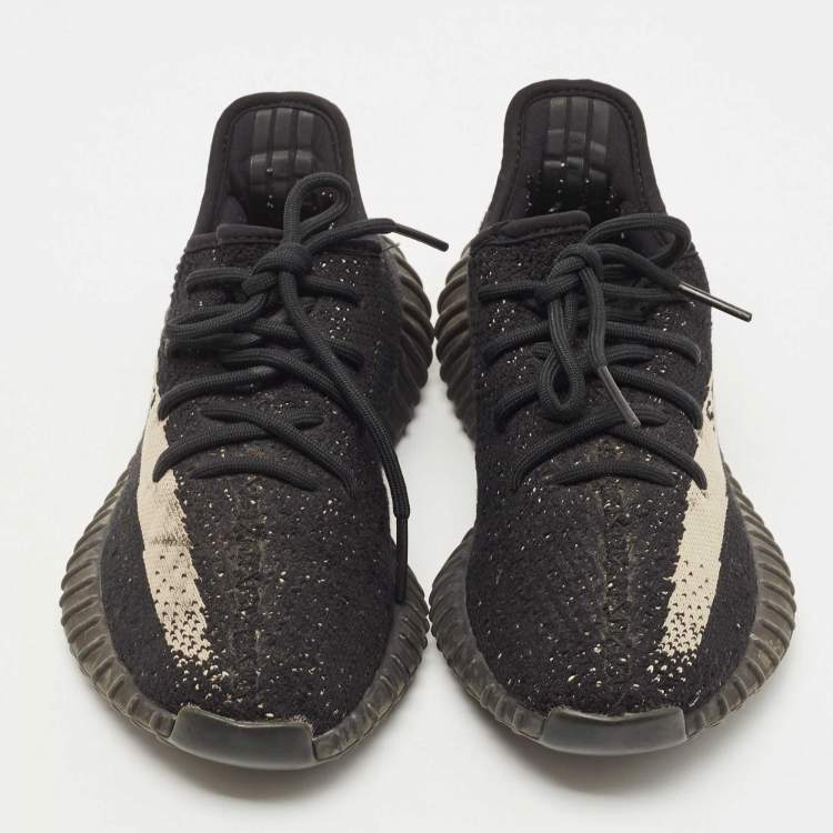 Pre Owned Yeezy x Adidas Black/Grey Knit Fabric Boost 350 V2 Oreo Sneakers Size 38 2/3 