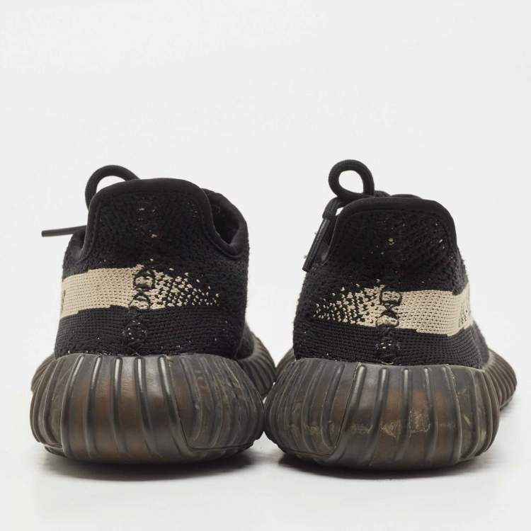 Pre Owned Yeezy x Adidas Black/Grey Knit Fabric Boost 350 V2 Oreo Sneakers Size 38 2/3 