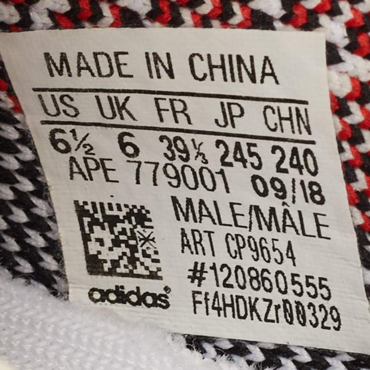 Pre Owned Yeezy x Adidas White/Black Knit Fabric Boost 350 V2 Zebra Sneakers Size 39 1/3