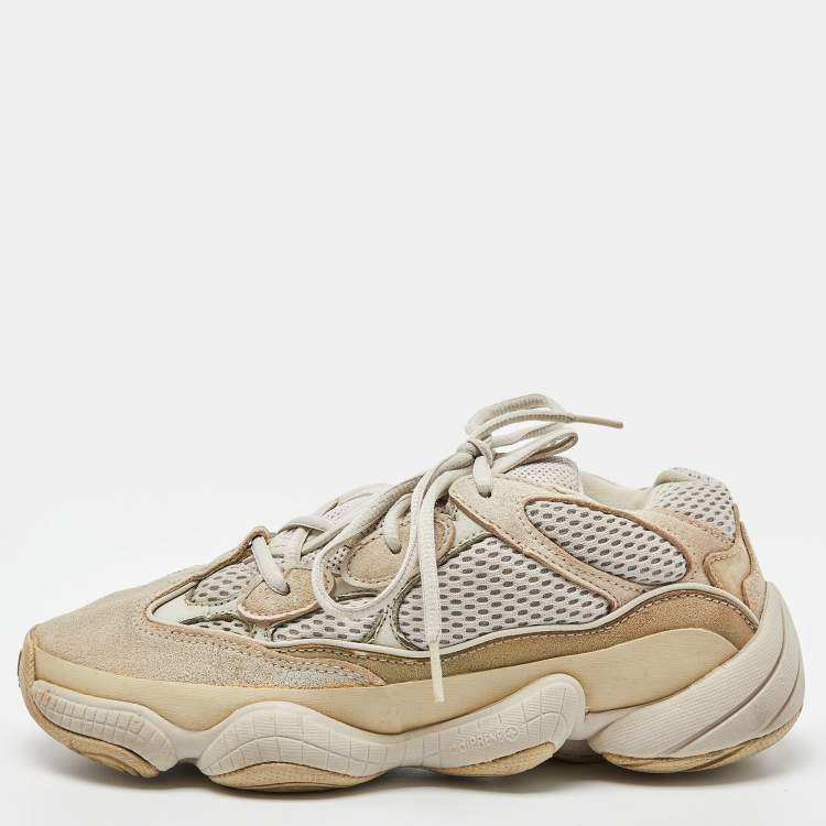 Yeezy x Adidas Cream Suede and Mesh Yeezy 500 Blush Sneakers Size