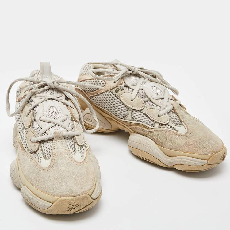 Pre Owned Yeezy x Adidas Cream Suede and Mesh Yeezy 500 Blush Sneakers Size 38 2/3
