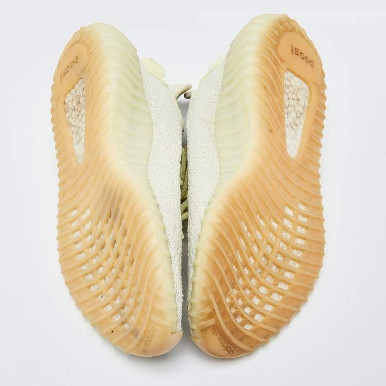 Pre Owned Yeezy x Adidas Green Knit Fabric Boost 350 V2 Butter Sneakers Size 39 1/3