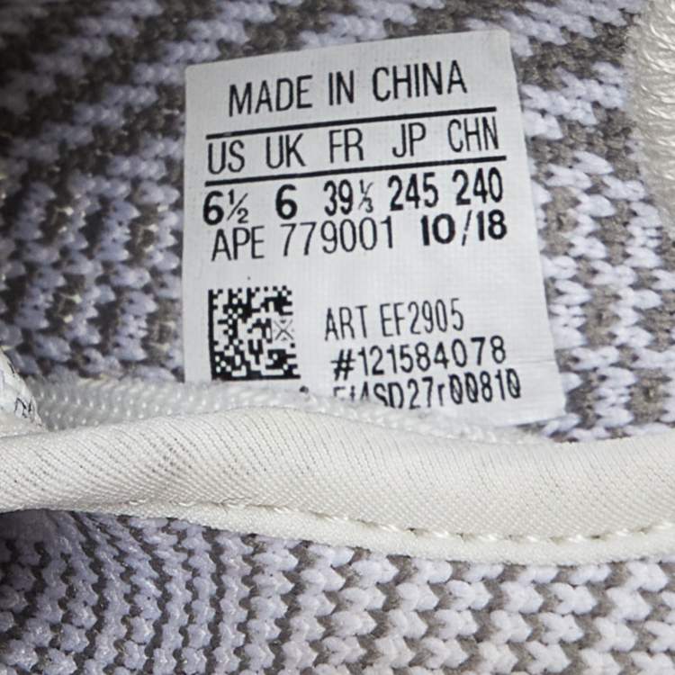 Pre Owned Yeezy x Adidas Grey Knit Fabric Boost 350 V2 Static Non Reflective Sneakers Size 39 1/3