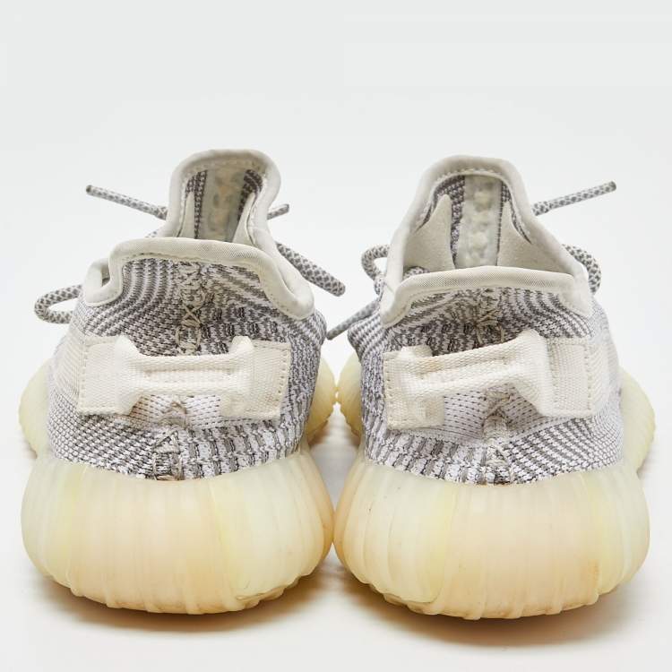 Pre Owned Yeezy x Adidas Grey Knit Fabric Boost 350 V2 Static Non Reflective Sneakers Size 39 1/3