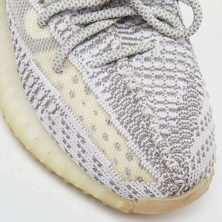 Pre Owned Yeezy x Adidas Grey Knit Fabric Boost 350 V2 Static Non Reflective Sneakers Size 39 1/3