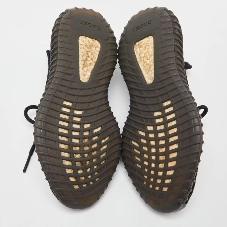 Pre Owned Yeezy x Adidas Black Boost Knit Fabric 350 V2 Core Black White Sneakers Size 39 1/3