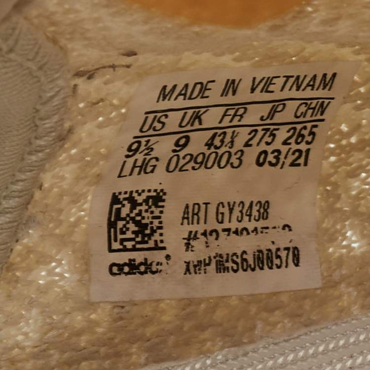 Pre Owned Yeezy x Adidas White Knit Fabric Boost 350-V2Light Sneakers Size 43 1/3