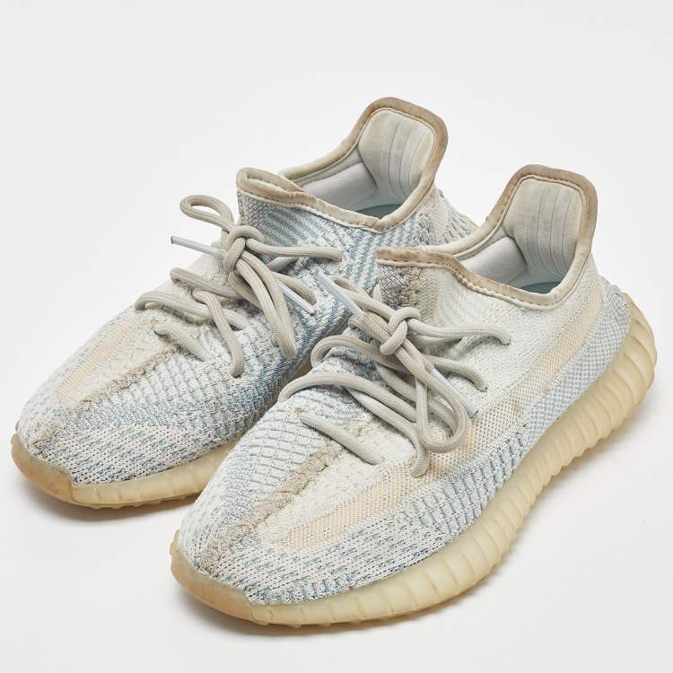 Yeezy x Adidas White/Green Knit Fabric Boost 350 V2 Cloud White Non  Reflective Sneakers Size 38 2/3 Yeezy x Adidas