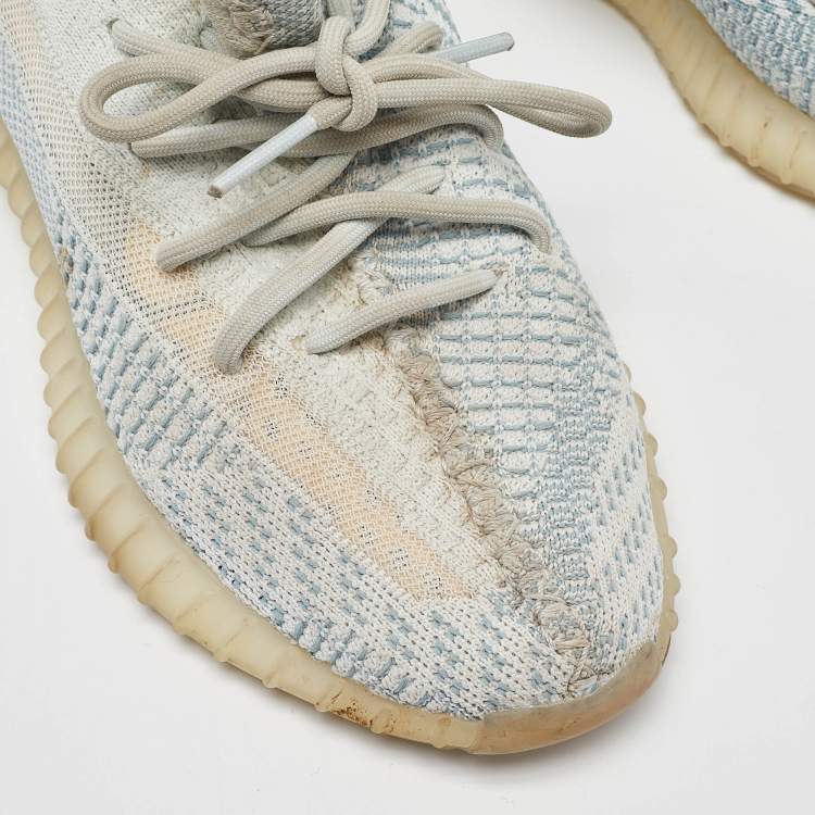 مملوكة مسبقًا Yeezy x Adidas White/Green Knit Fabric Boost 350 V2 Cloud White Non Reflective Sneakers Size 38 2/3