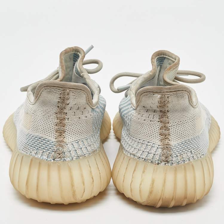 مملوكة مسبقًا Yeezy x Adidas White/Green Knit Fabric Boost 350 V2 Cloud White Non Reflective Sneakers Size 38 2/3