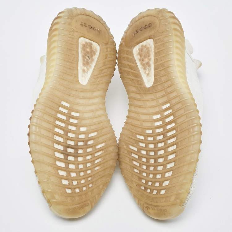 Pre Owned Yeezy x Adidas Cream Knit Fabric Boost 350 V2 Cream Sneakers Size 38 2/3