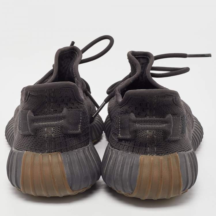 Pre Owned Yeezy x Adidas Black Knit Fabric Boost 350 V2 Cinder Sneakers Size 39 1/3