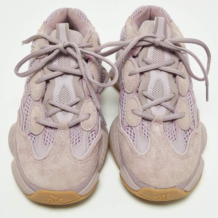 Pre Owned Yeezy x Adidas Purple Suede and Mesh Yeezy 500 Soft Vision Sneakers Size 38