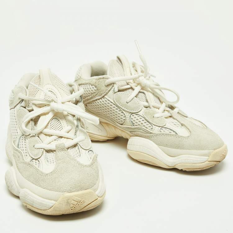 Pre Owned Yeezy x Adidas White Suede and Mesh Yeezy 500 Bone White Sneakers Size 38