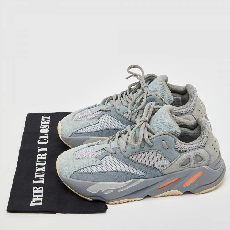 Pre Owned Yeezy x Adidas Two Tone Suede and Mesh Boost 700 Inertia Sneakers Size 40 2/3 