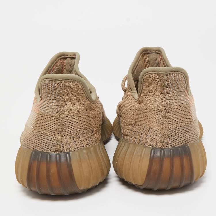 مملوكة مسبقًا Yeezy x Adidas Brown Knit Fabric Boost 350 V2 Sand Taupe Sneakers Size 40