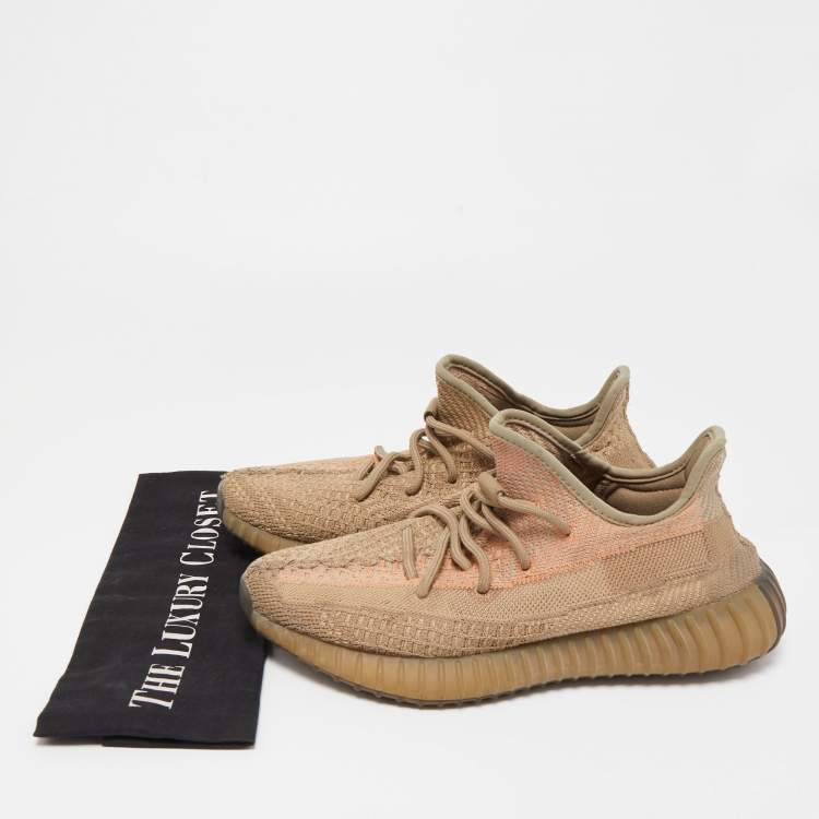 مملوكة مسبقًا Yeezy x Adidas Brown Knit Fabric Boost 350 V2 Sand Taupe Sneakers Size 40