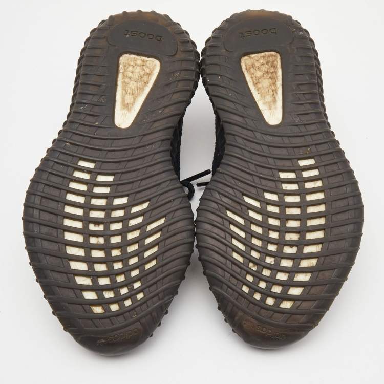 Pre Owned Yeezy x Adidas Black/Brown Knit Fabric Boost 350 V2 Copper Sneakers Size 39 1/3