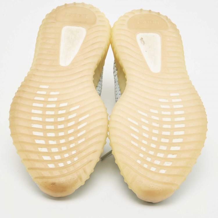 Pre Owned Yeezy x Adidas Two Tone Knit Fabric Boost 350 V2 Cloud White Non Reflective Sneakers Size 42 2/3