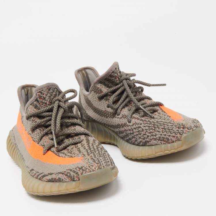 مملوكة مسبقًا Yeezy x Adidas Grey Knit  Fabric Boost 350 V2 Beluga Sneakers Size 39 1/3