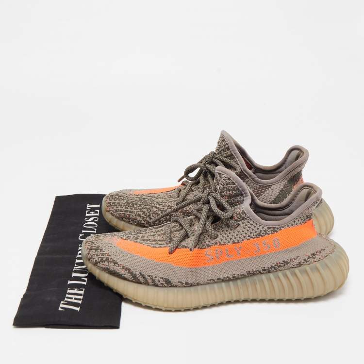 مملوكة مسبقًا Yeezy x Adidas Grey Knit  Fabric Boost 350 V2 Beluga Sneakers Size 39 1/3