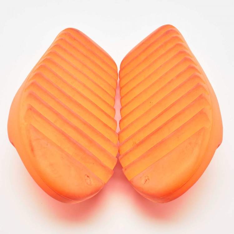 Pre Owned Yeezy x Adidas Orange Rubber Enflame Slides Size 45 1/3