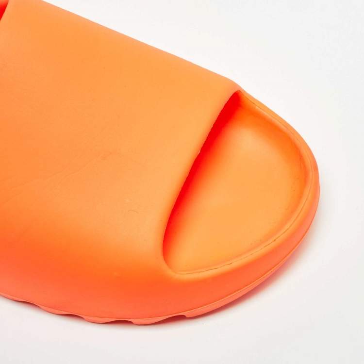 Pre Owned Yeezy x Adidas Orange Rubber Enflame Slides Size 45 1/3