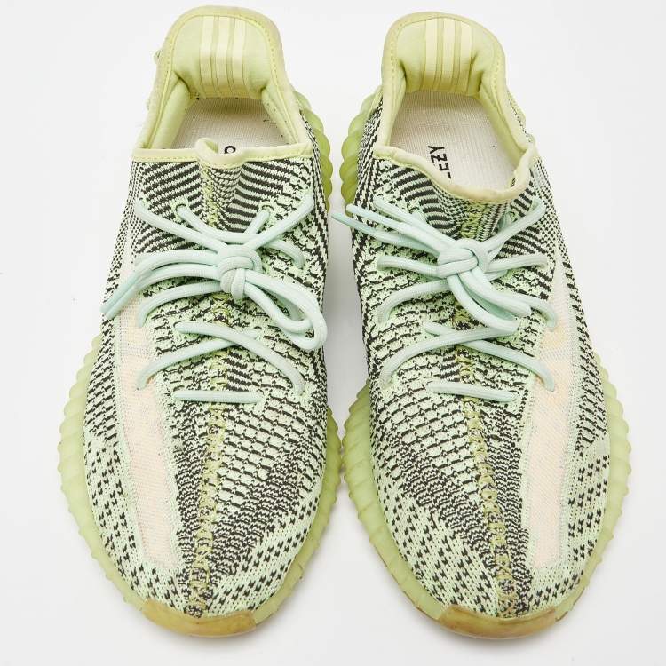 Pre Owned Yeezy x Adidas Green Knit Fabric Boost 350 V2 Yeezreel Non-Reflective Sneakers Size 44