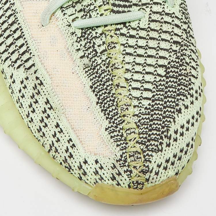 Pre Owned Yeezy x Adidas Green Knit Fabric Boost 350 V2 Yeezreel Non-Reflective Sneakers Size 44