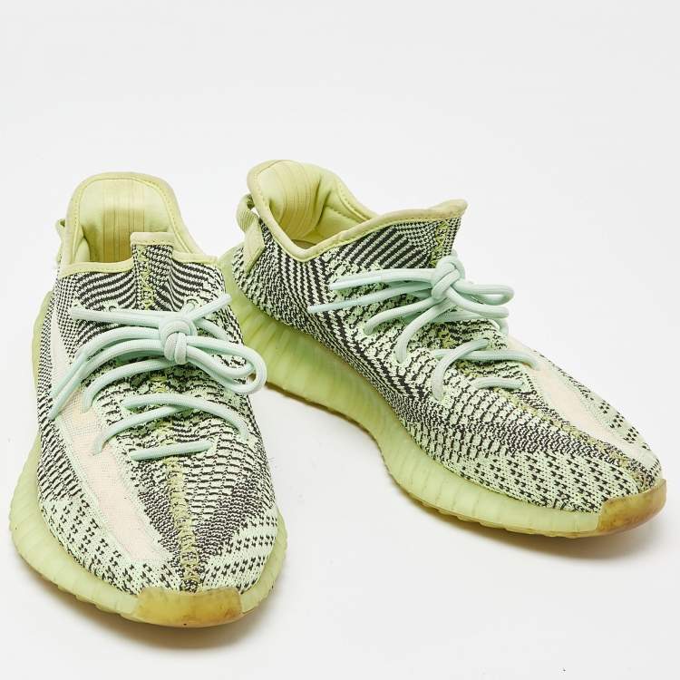 Pre Owned Yeezy x Adidas Green Knit Fabric Boost 350 V2 Yeezreel Non-Reflective Sneakers Size 44