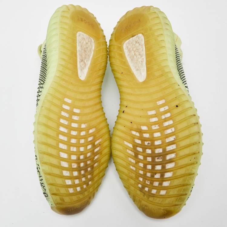 Pre Owned Yeezy x Adidas Green Knit Fabric Boost 350 V2 Yeezreel Non-Reflective Sneakers Size 44