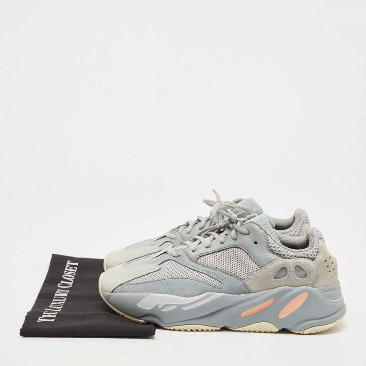 Pre Owned Yeezy x Adidas Tricolor Suede and Mesh Boost 700 Inertia Sneakers Size 42